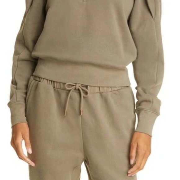 New FRAME shoulder detail half zip sweatshirt in military - Picture 3 of 11